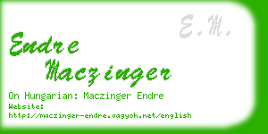 endre maczinger business card